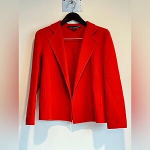 Linda Allard Ellen Tracy Rust Red Felted Wool Open Front Jacket Coat Size P6